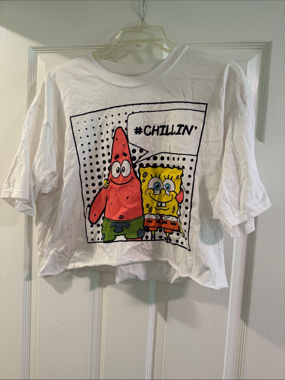 SpongeBob & Patrick 'Chillin'' White Graphic Cropped Tee